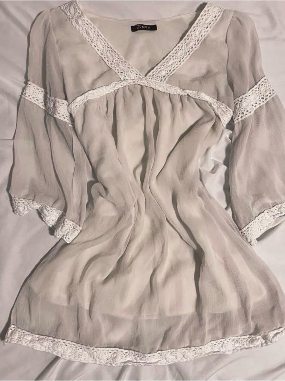 J-Fashion fairy grunge white/cream lace trim tunic